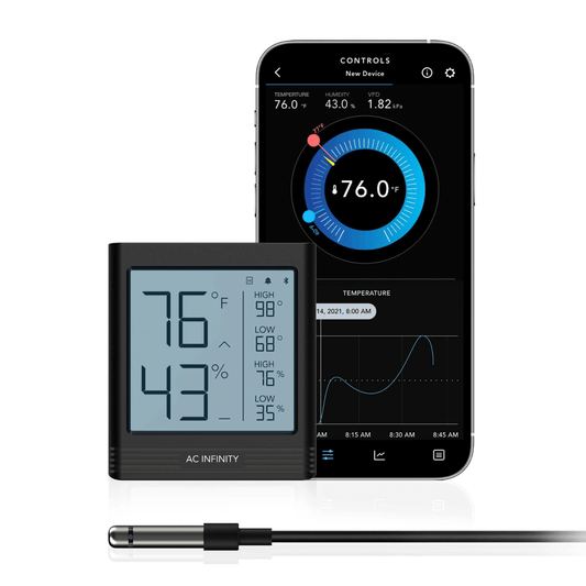 AC Infinity CLOUDCOM B1, Smart Thermo-Hygrometer with Data App, 12 ft. Sensor Probe | AC-CCB1 | Grow Tents Depot | Climate Control | 819137022379