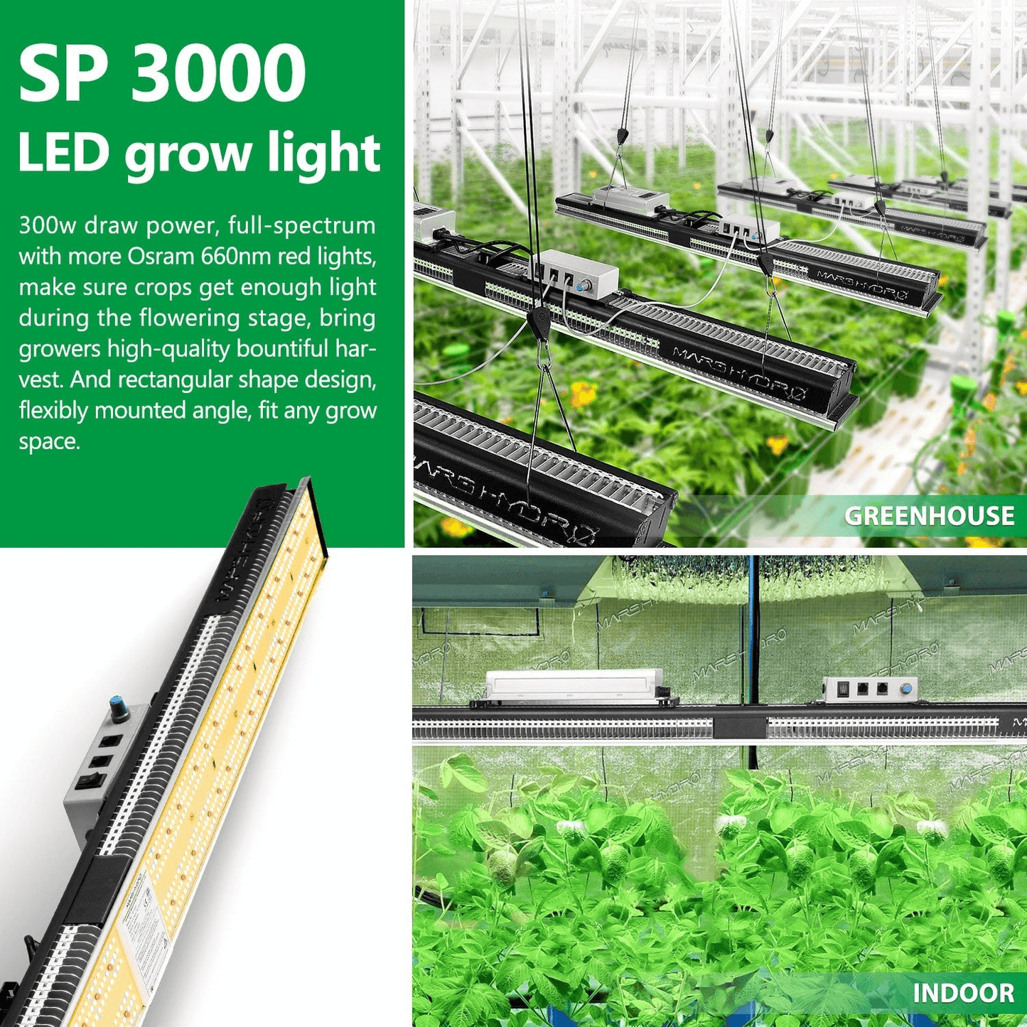 Mars Hydro SP 3000 300W Samsung LM301B LED Grow Light | MH-SP-3000 | Grow Tents Depot | Grow Lights | 0686494424760
