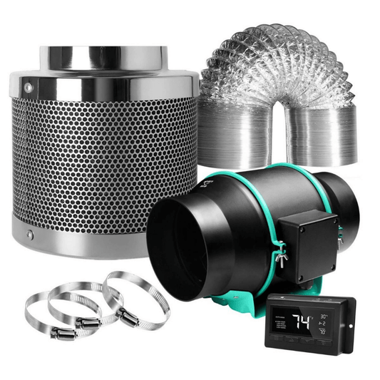 Mars Hydro 6" Inline Duct Fan and Carbon Filter Combo with Temperature and Humidity Controller | MH-6Filterkits-CP | Grow Tents Depot | Climate Control | 6973280375233