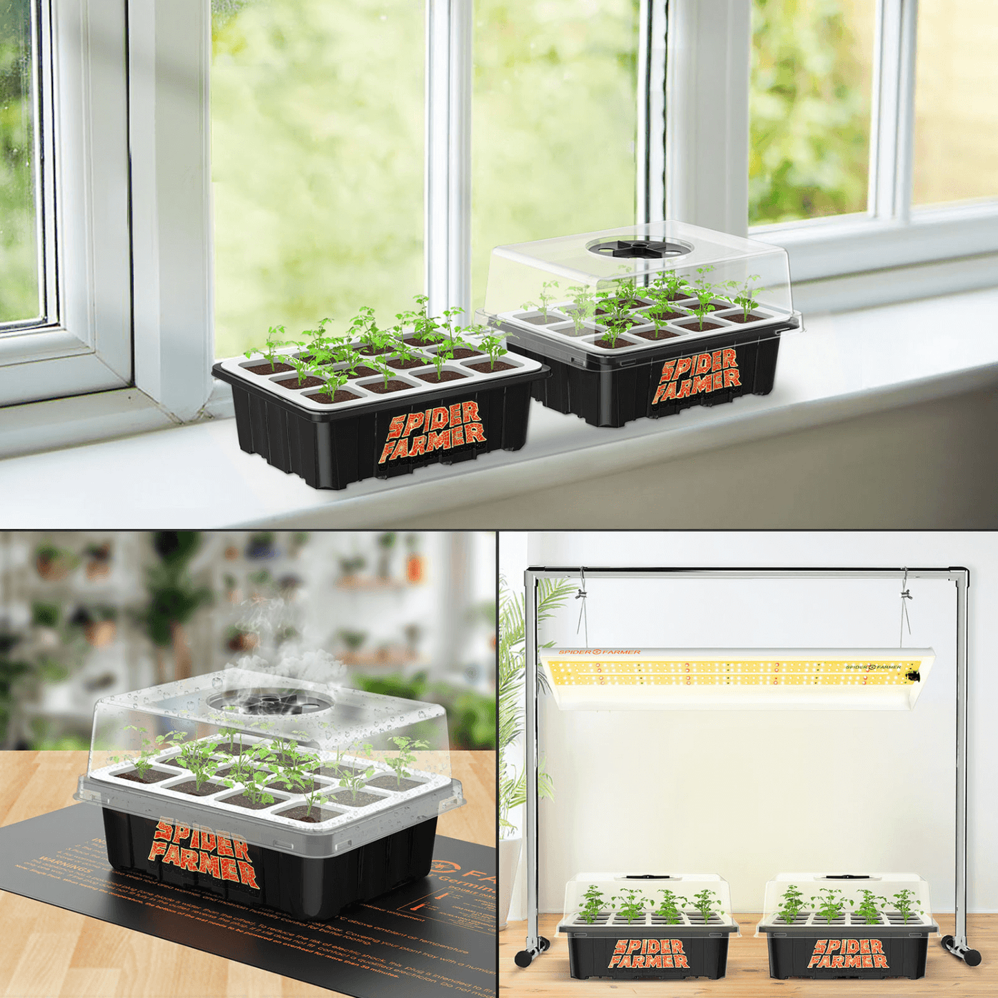 Spider Farmer Seed Starting Trays 2 Pack | SPIDER-SF-Seedtray-C | Grow Tents Depot | Planting & Watering | 6973280379576