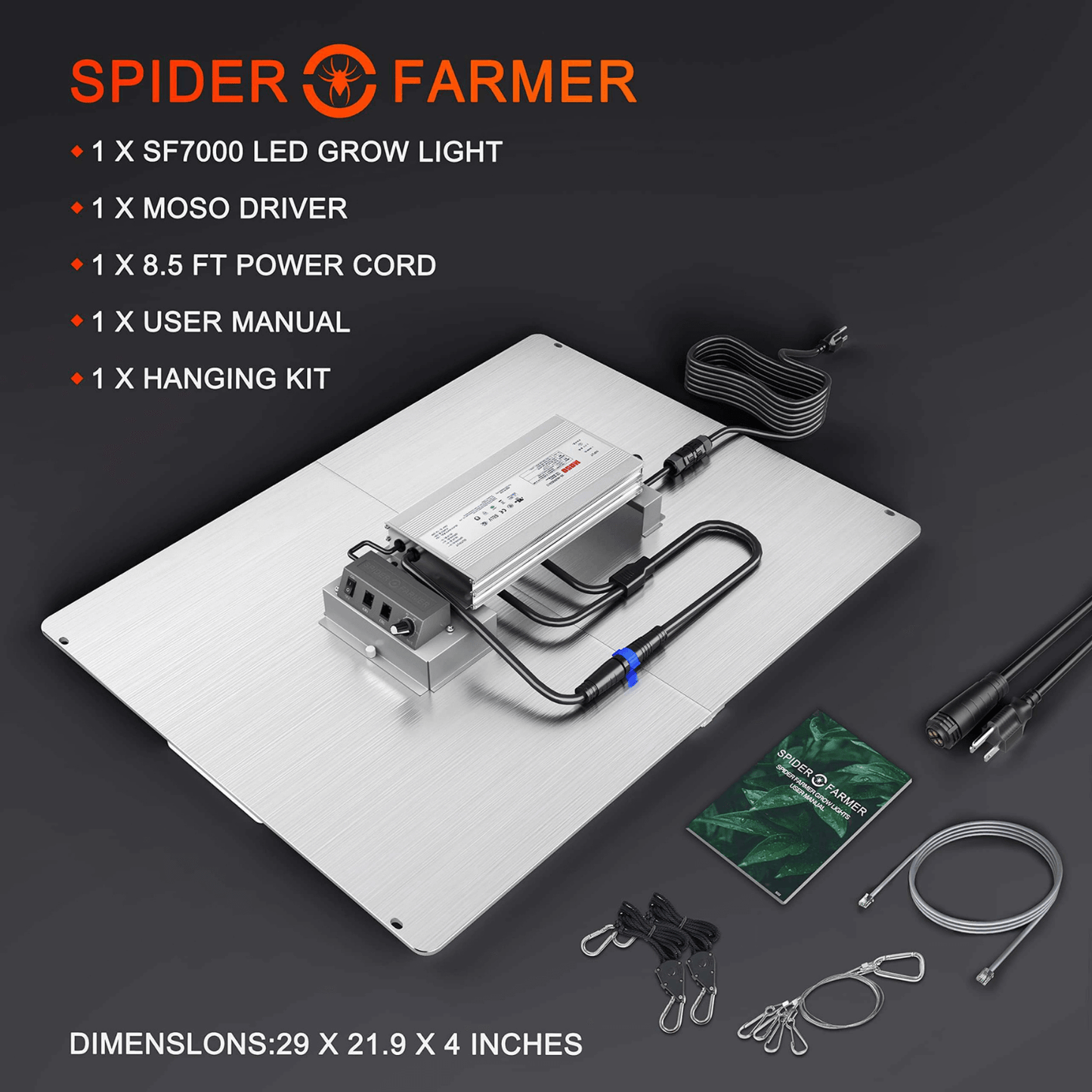 Spider Farmer SF7000 650W Dimmable Full Spectrum LED Grow Light | SPIDER-SF-7000 | Grow Tents Depot | Grow Lights | 6973280372720