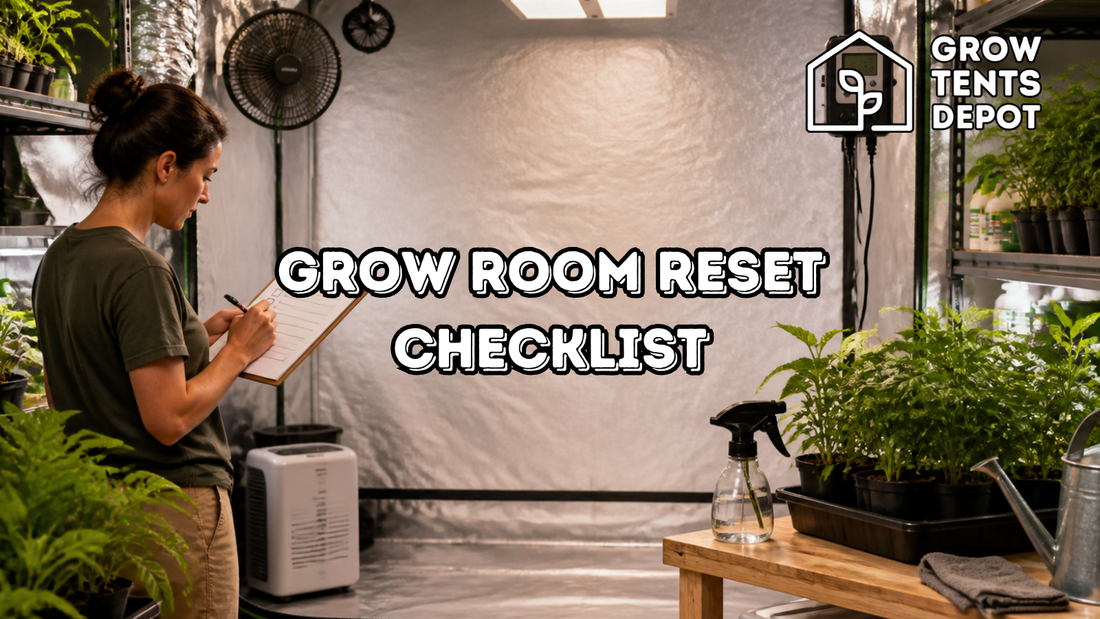 Grow room reset checklist after a holiday weekend with plants and grow room equipment