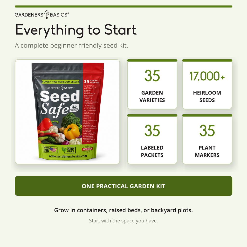 Gardeners Basics Seed Safe Survival Seed Kit - 35 Variety Pack