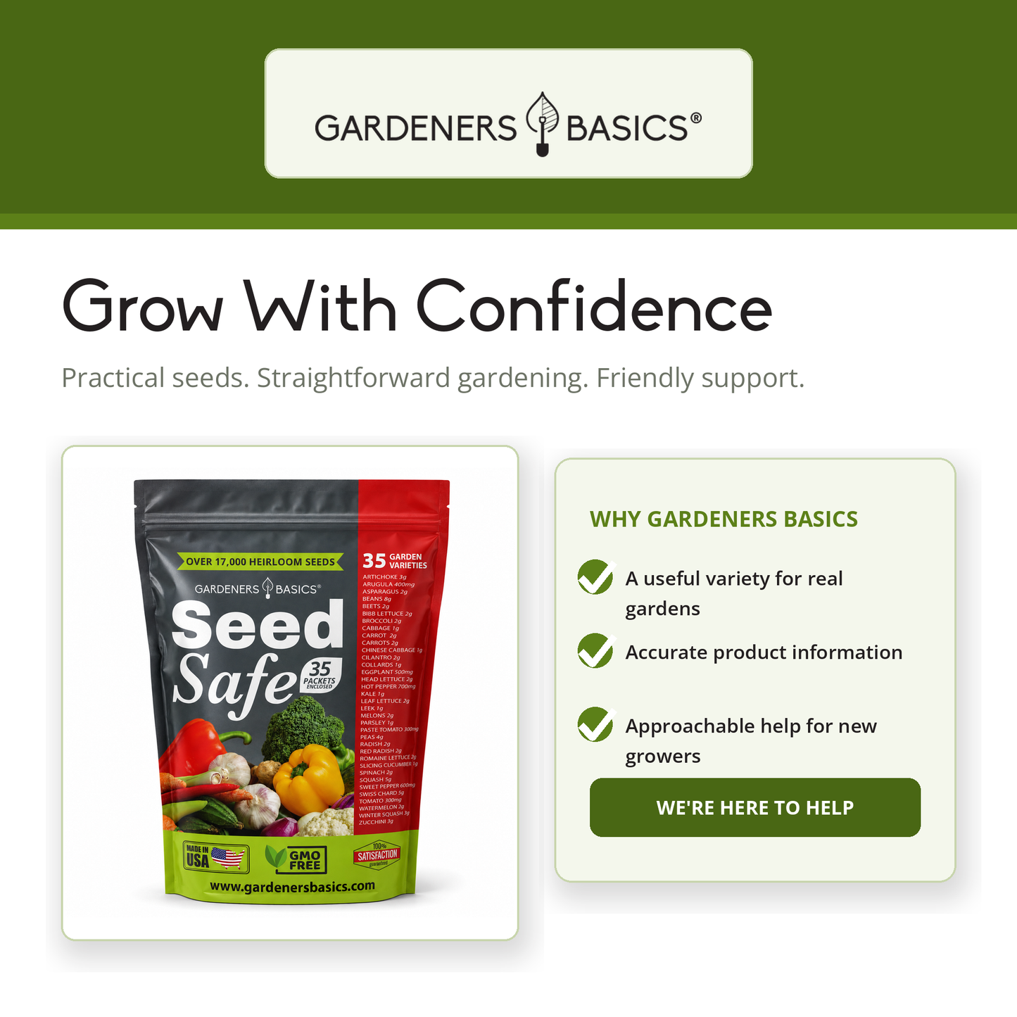 Gardeners Basics Seed Safe Survival Seed Kit - 35 Variety Pack