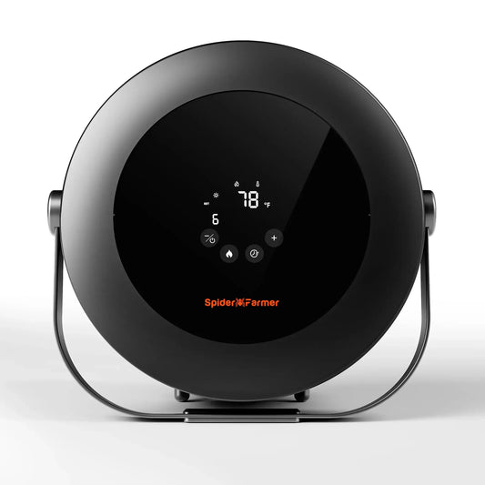 Spider Farmer Grow Tent Heater with smart controls and digital display for temperature regulation.
