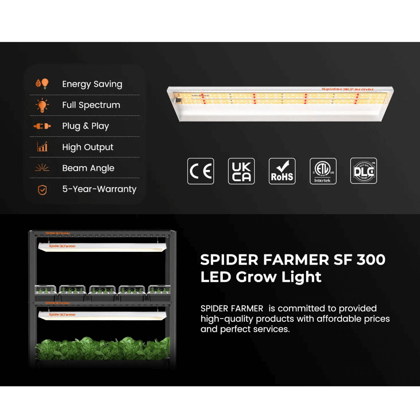 Spider Farmer SF300 33W LED Veg Grow Light