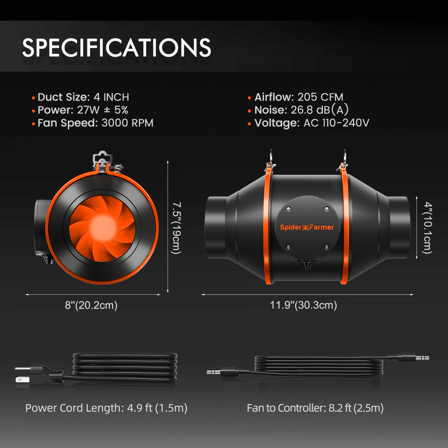 Spider Farmer SF1000 LED Grow Light + 2' x 2' Grow Tent + Inline Fan Combo with Speed Controller