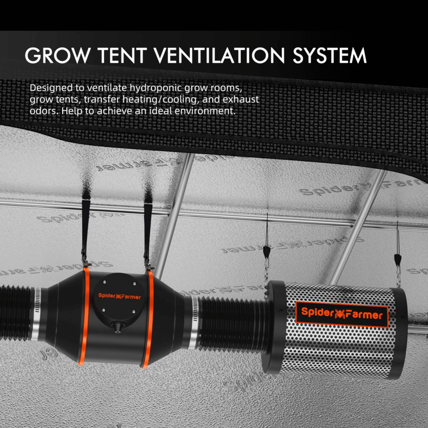 Spider Farmer SF1000 LED Grow Light + 2' x 2' Grow Tent + Inline Fan Combo with Temperature and Humidity Controller