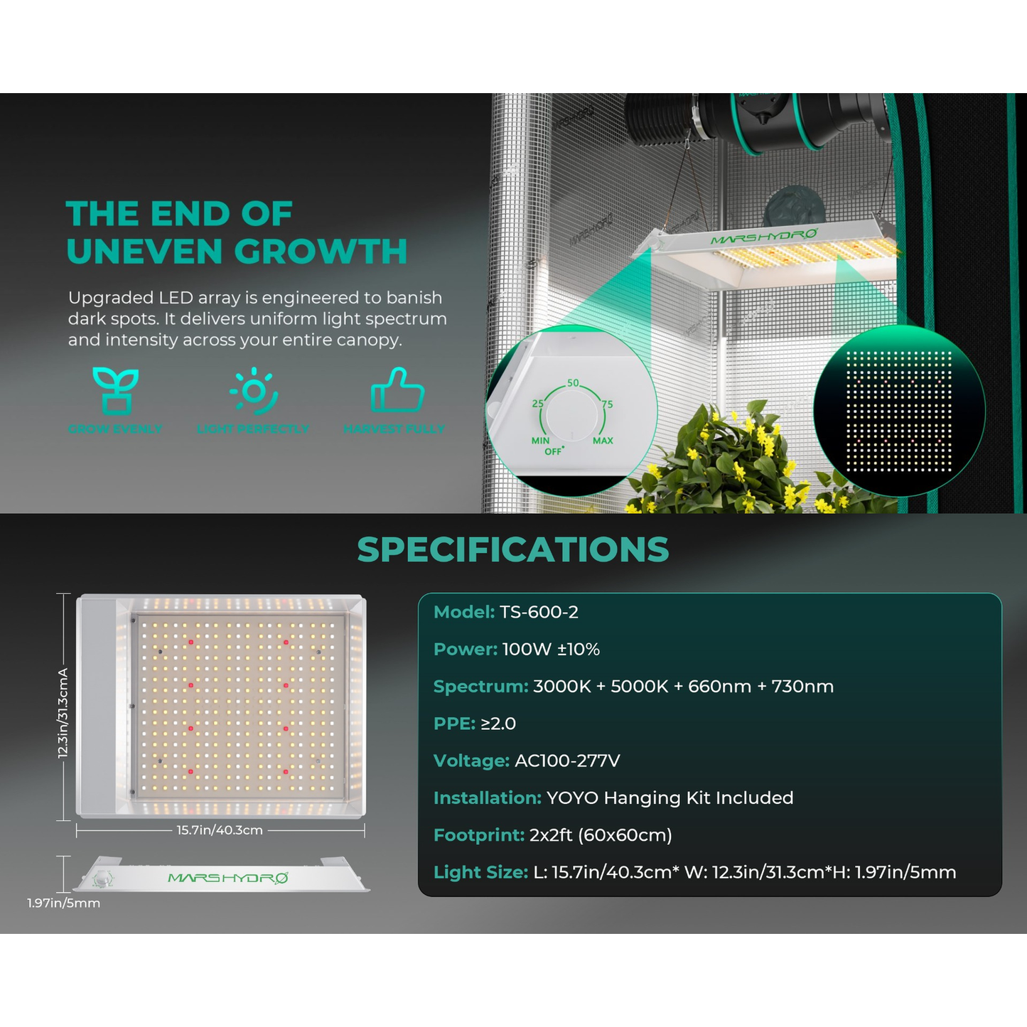 Mars Hydro TS 600 100W Full Spectrum LED Grow Light product image 14