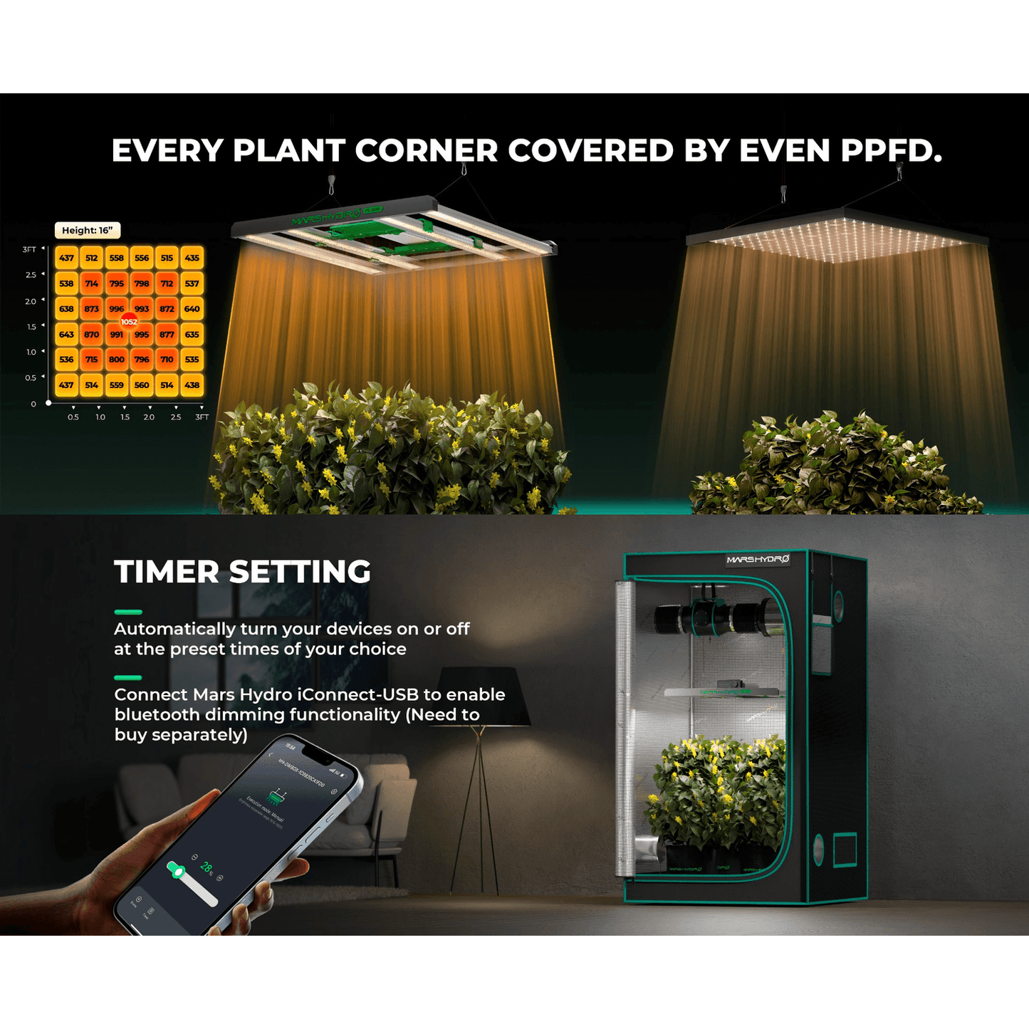 Mars Hydro FC 3000-EVO LED Grow Light + 3' x 3' Grow Tent + iFresh product image 14