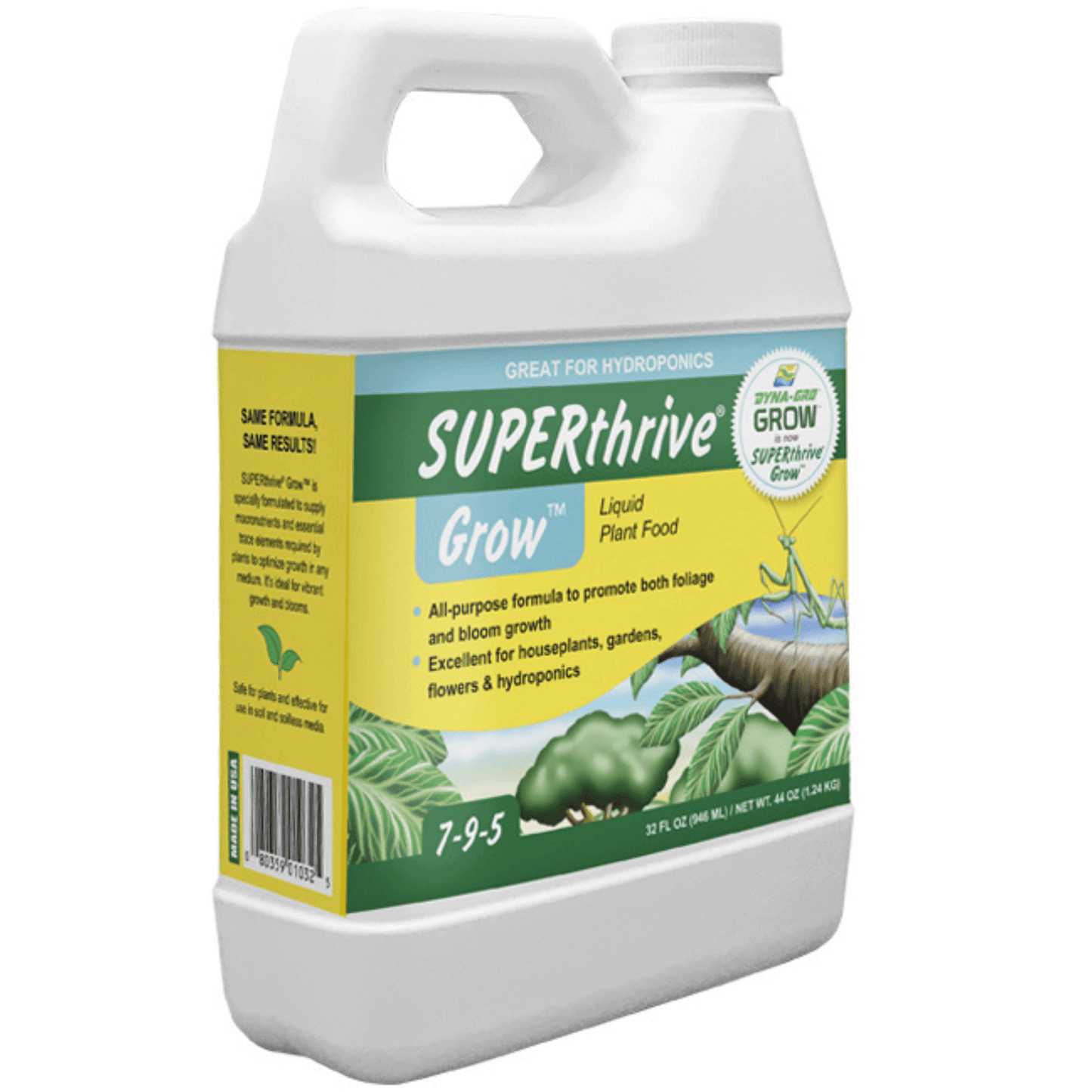 SUPERthrive Grow 1 Quart Liquid Plant Food for Leaf and Bloom Growth in Poor Soils, Ideal for Hydroponics and Container Plants