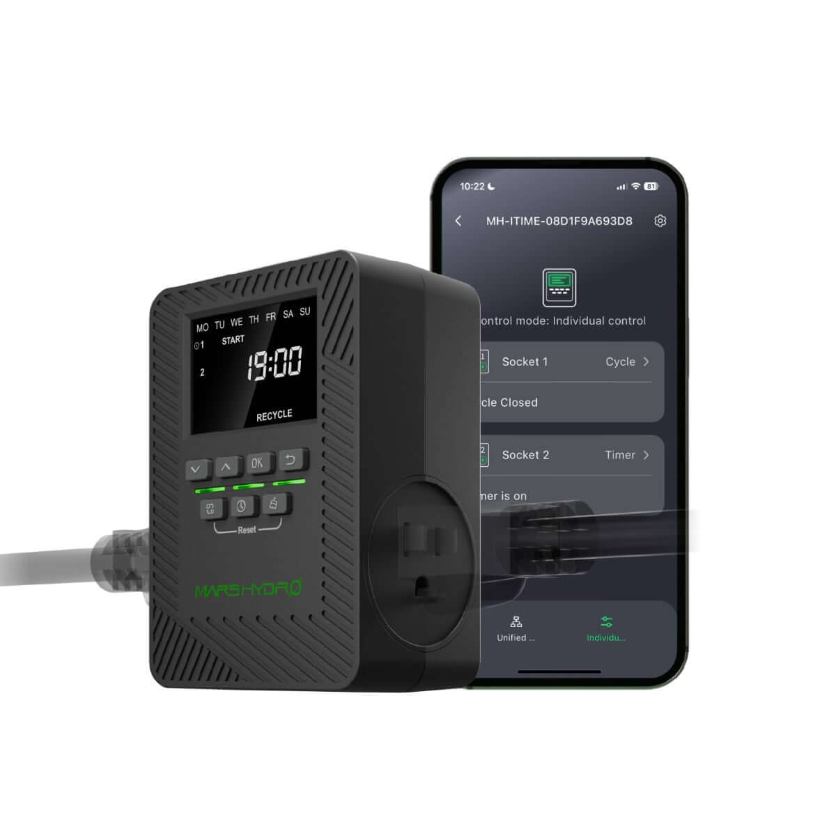Mars Hydro iTime 2-in-1 Dual Outlet Smart Timer w/ App Control product image 1