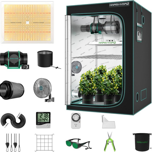 Mars Hydro TSW 2000 LED Grow Light + 4' x 4' Grow Tent + Inline Fan Combo with Speed Controller