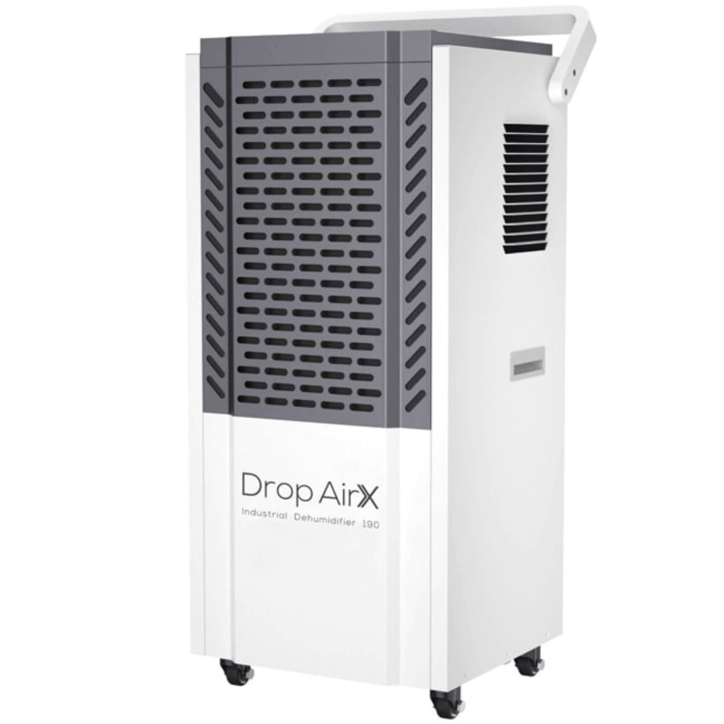 Drop Air X 190 PPD industrial dehumidifier with wheels for easy portability.