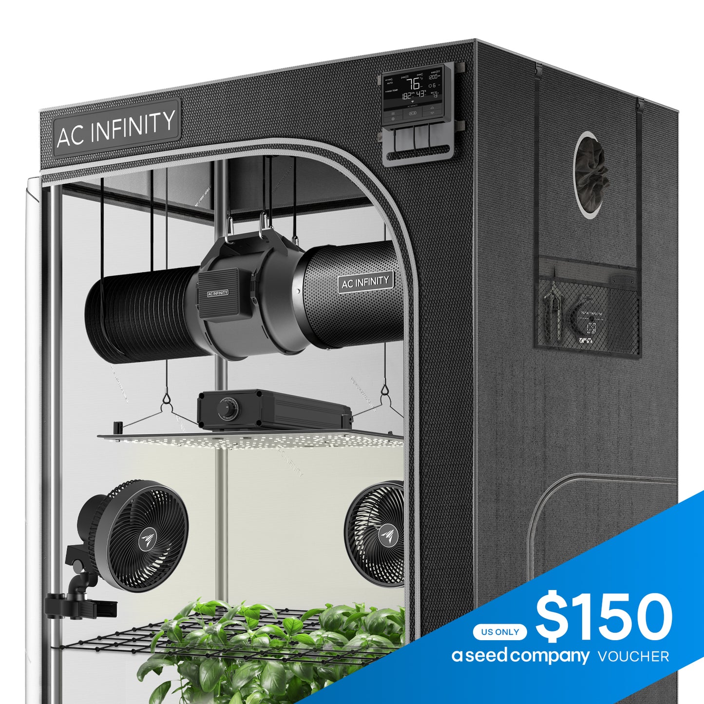 AC Infinity Advance Grow Tent System 4x4 4-Plant Kit Integrated Smart product image 1