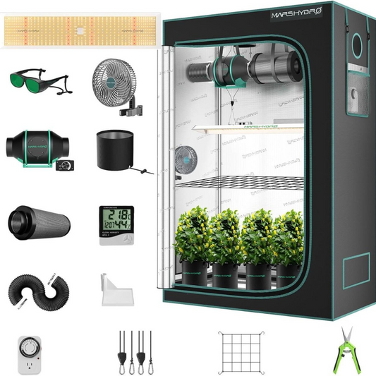 Mars Hydro TSL 2000 LED Grow Light + 2' x 4' Grow Tent + Inline Fan Combo with Speed Controller