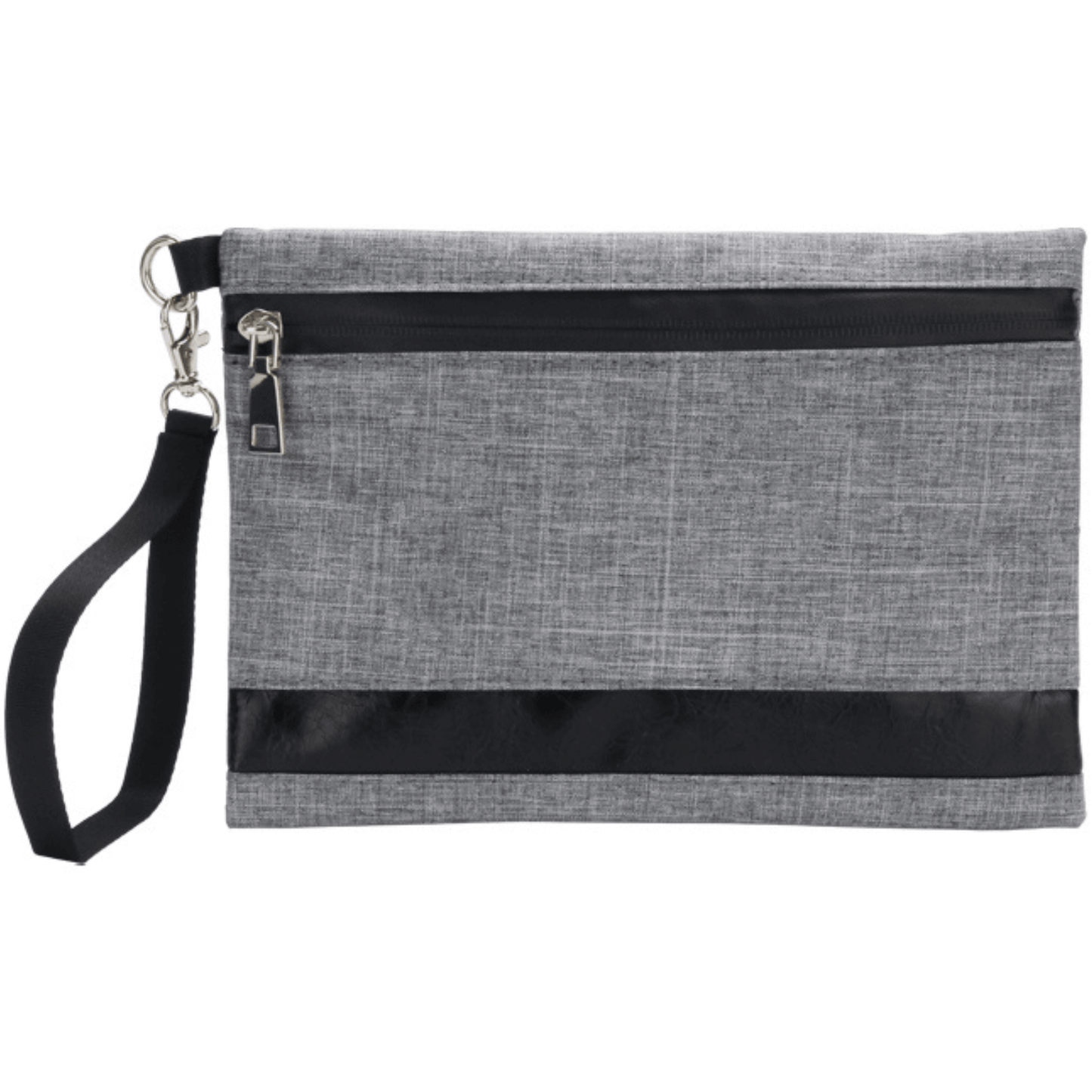 Funk Fighter gray stash pouch with zipper and strap, ideal for secure and discreet storage.