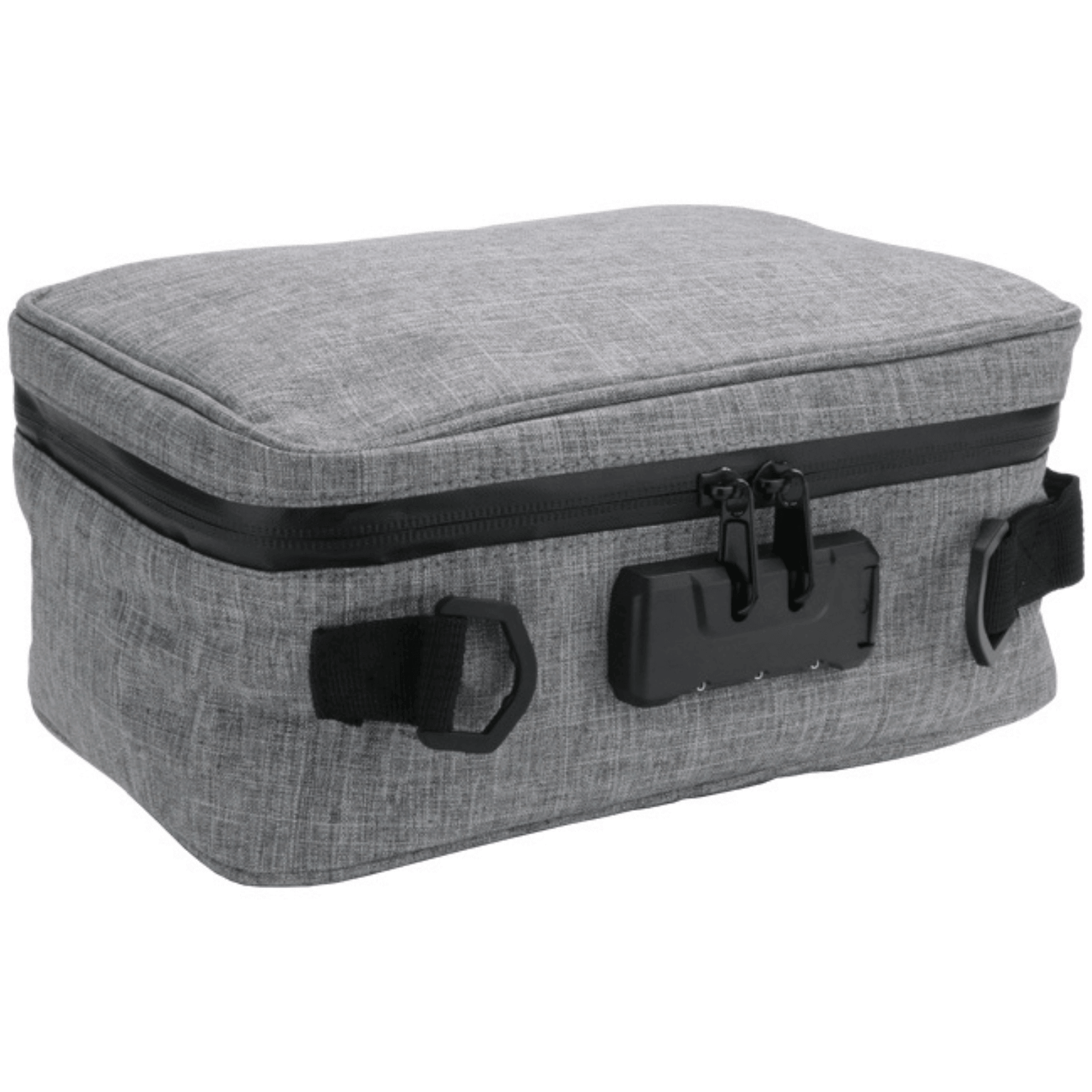 Gray Funk Fighter lockable stash carrying case with zipper and handles for secure storage.