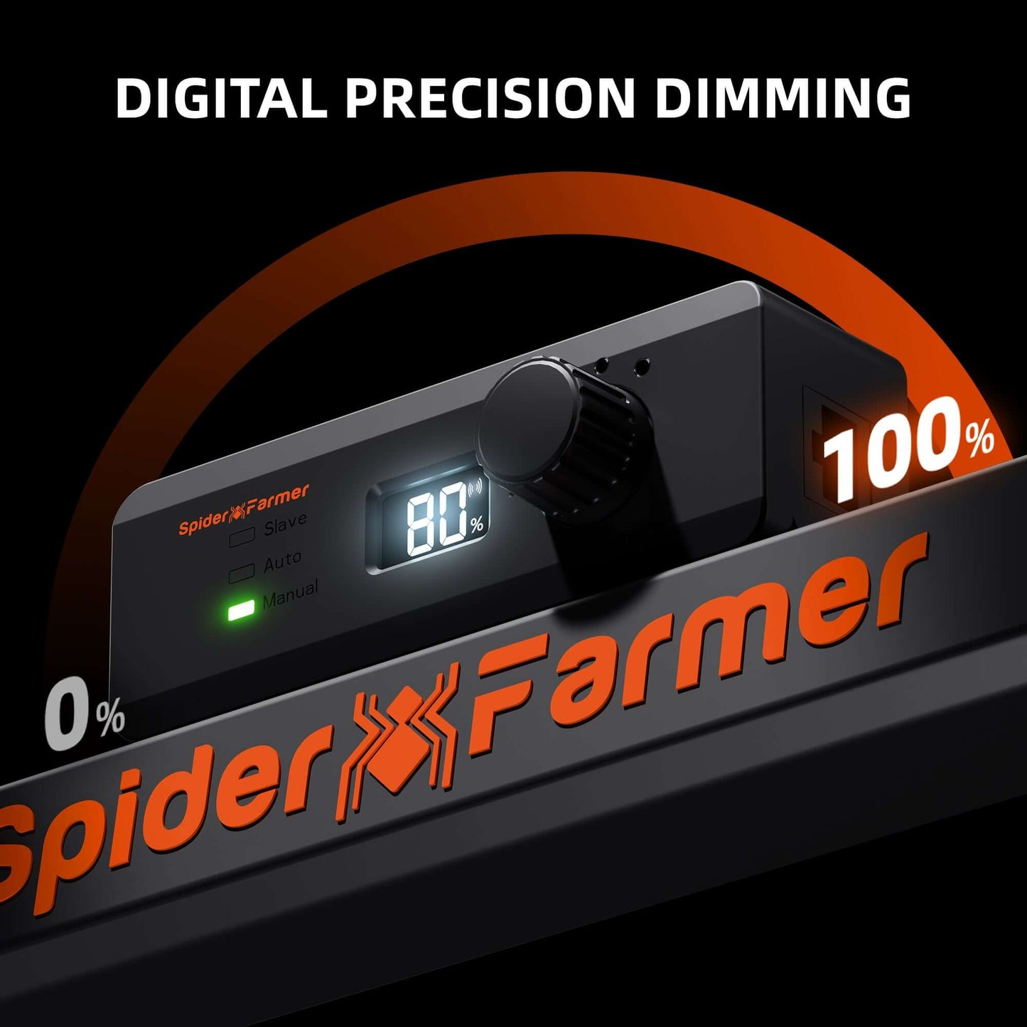 Spider Farmer digital precision dimming controller with percentage display for LED grow lights.