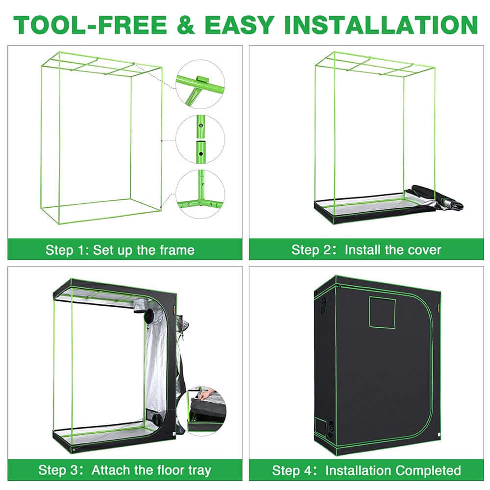 LAGarden Grow Tent 60"x32"x80" Reflective Indoor Hydroponic