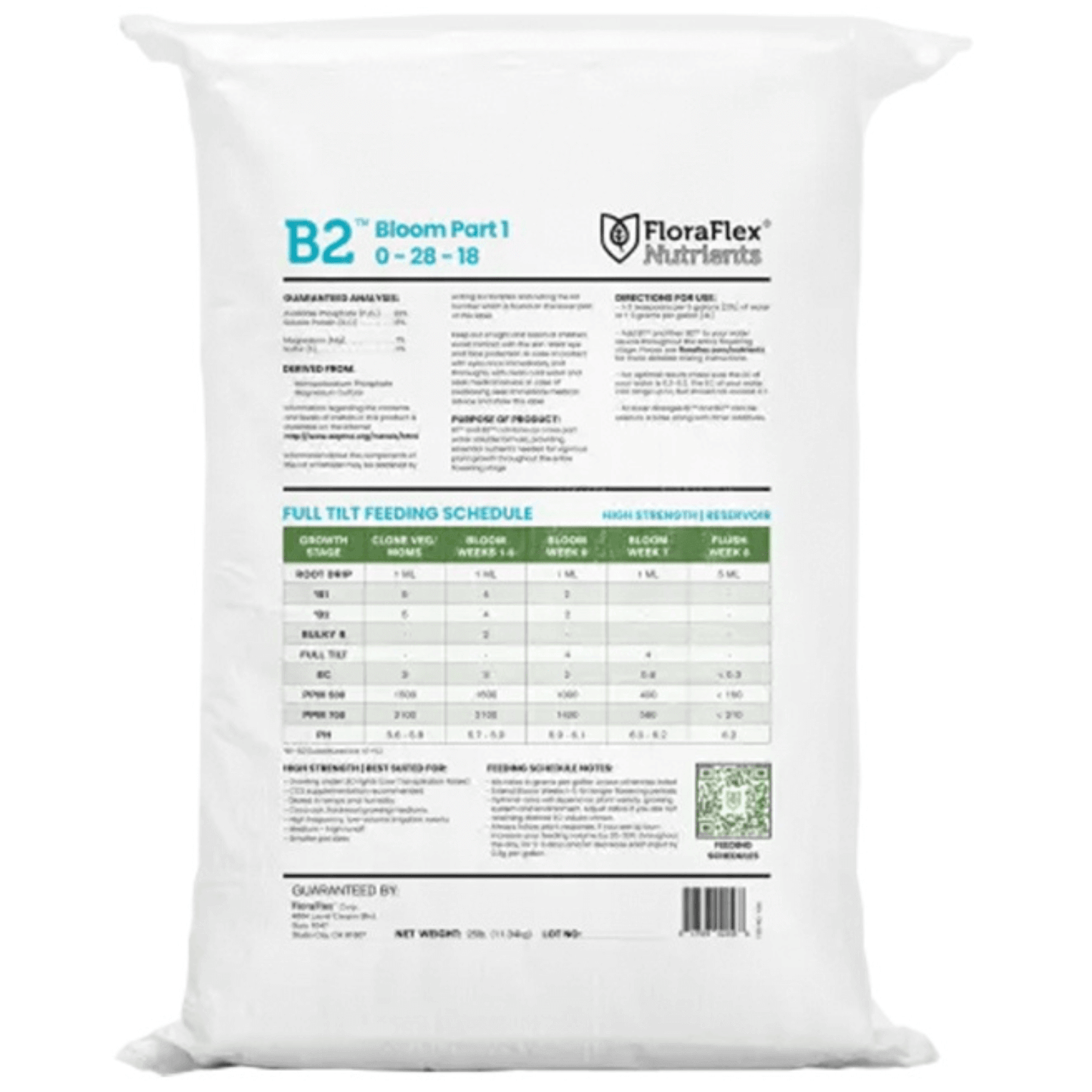 FloraFlex B2 Nutrients 25 lb Bag for Vegetative and Bloom Stages