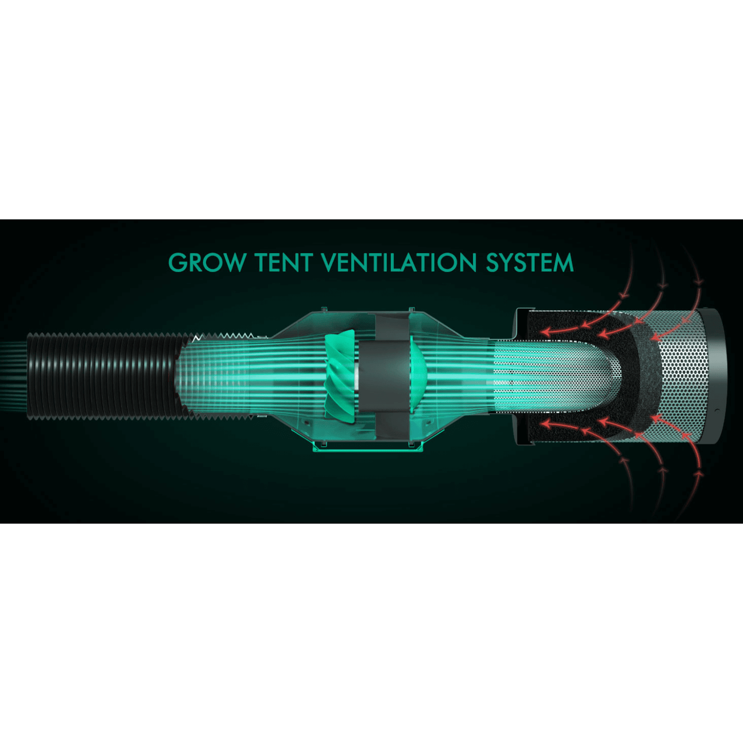 Illustration of a grow tent ventilation system demonstrating airflow dynamics and efficiency.