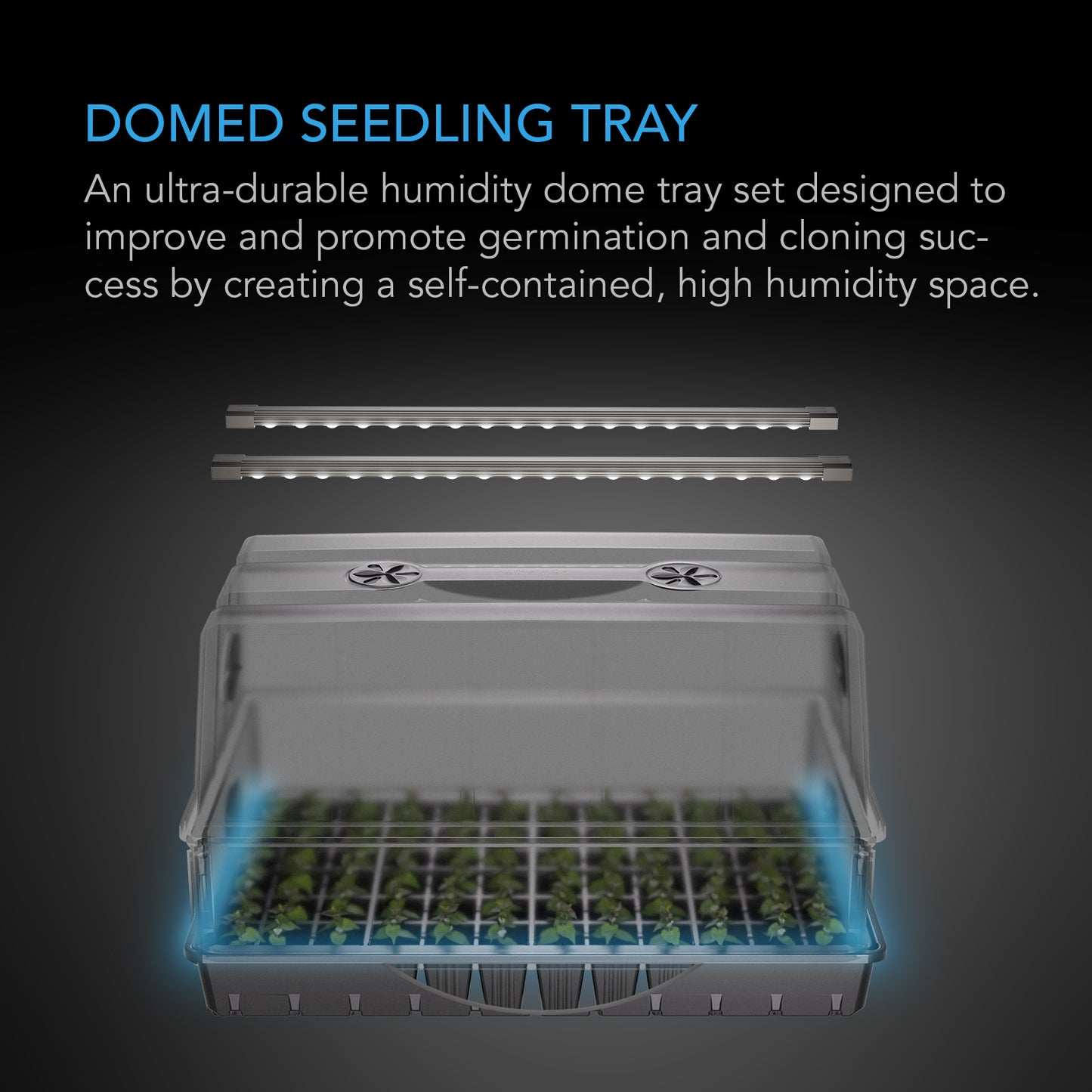 AC Infinity Humidity Dome Germination Kit w/ LED Grow Light Bars 6x12 product image 2
