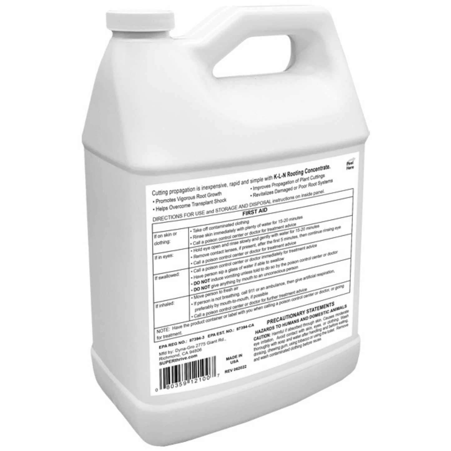 Dyna-Gro SUPERthrive K-L-N Rooting Concentrate 1 Gallon Bottle with Instructions and Nutrient Details