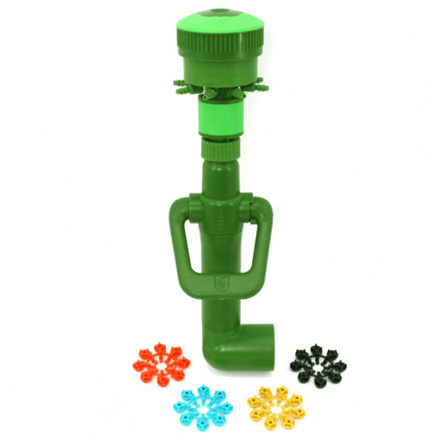 FloraFlex MultiFlow 1" Elbow Pipe System with color-coded manifold for efficient plant watering and nutrient distribution.