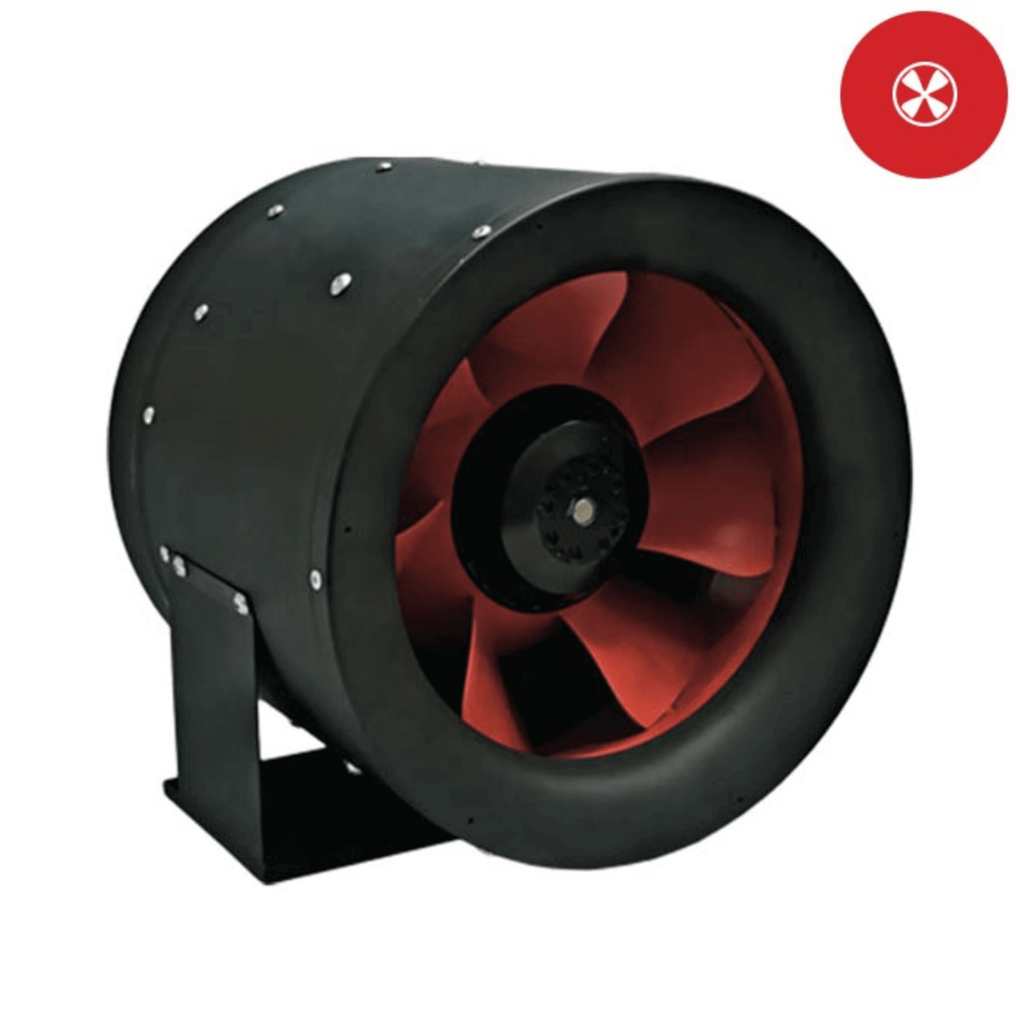 Powerful 10" inline duct fan with advanced mixed-flow technology for high performance and efficiency in ventilation systems.