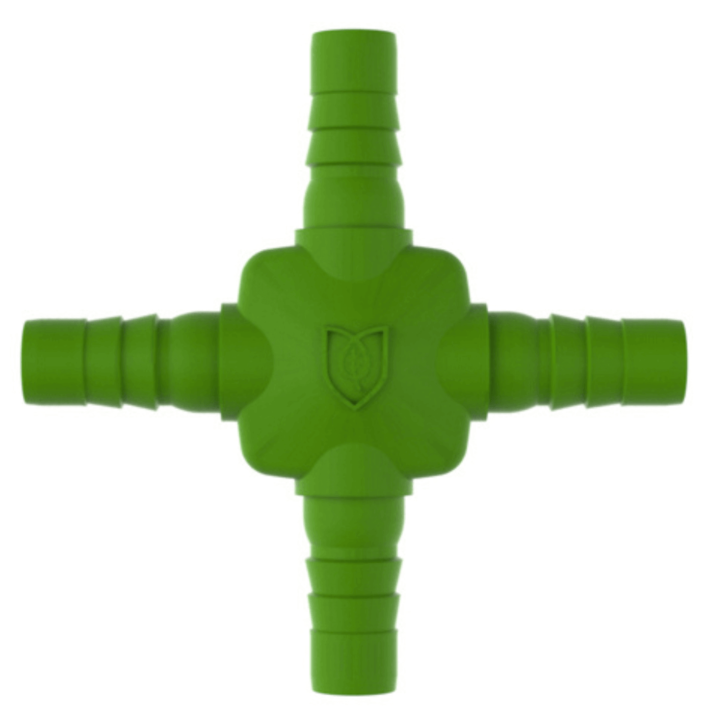 FloraFlex PotPro Drainage 4 Way Connector in green, ideal for efficient plant irrigation setups and gardening optimization.