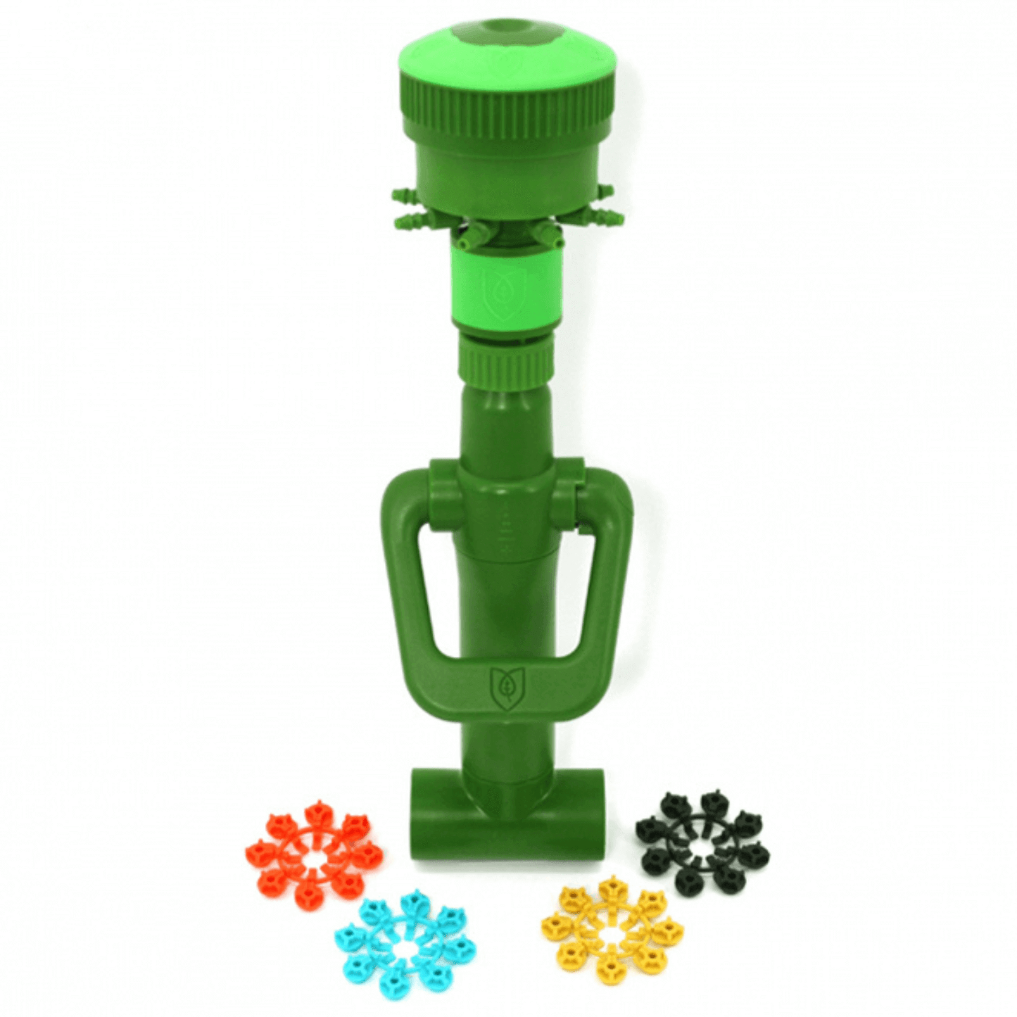 FloraFlex MultiFlow 1" Tee Pipe System with colorful outlet manifolds for efficient plant watering.