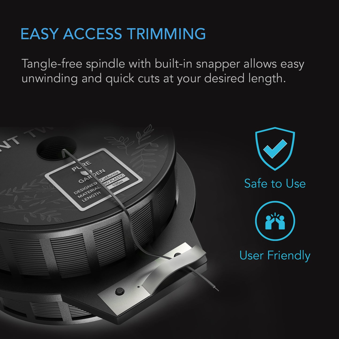 AC Infinity Black Twist Ties w/ Built-In Cutter 100m product image 2