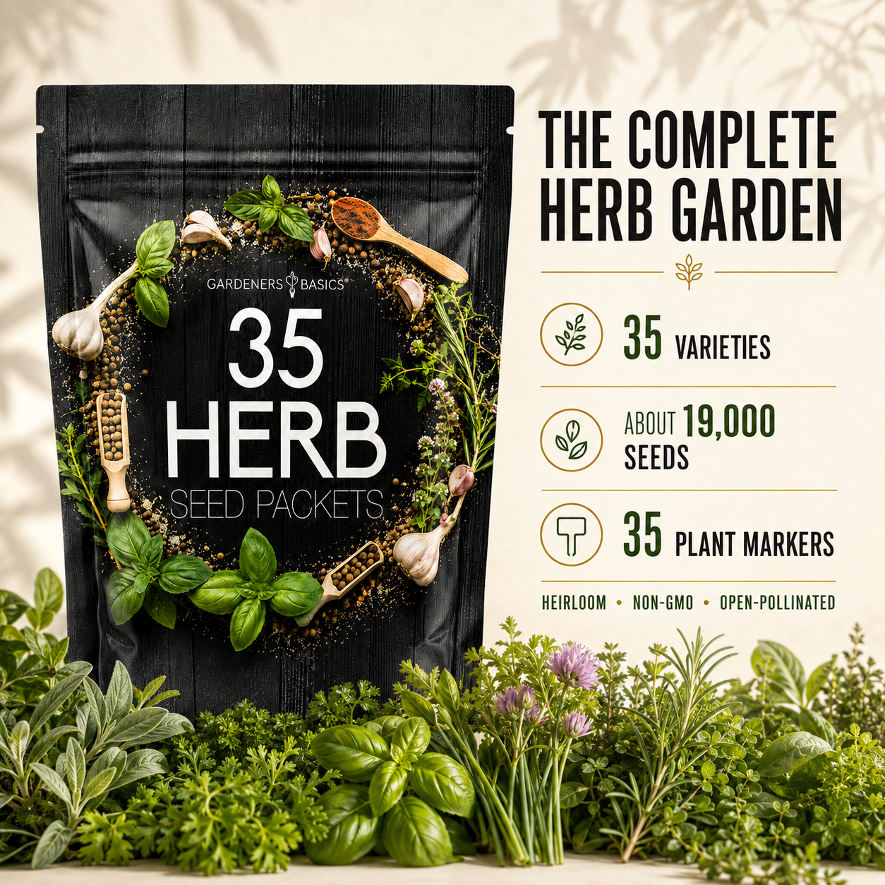 Gardeners Basics Popular Herb Seeds for Planting | 35 Variety Pack