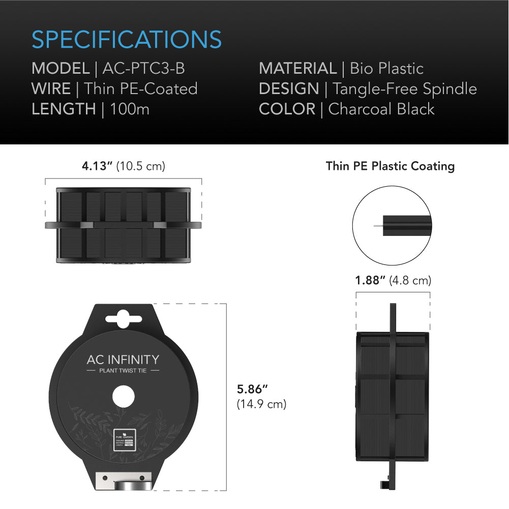 AC Infinity Black Twist Ties w/ Built-In Cutter 100m product image 3