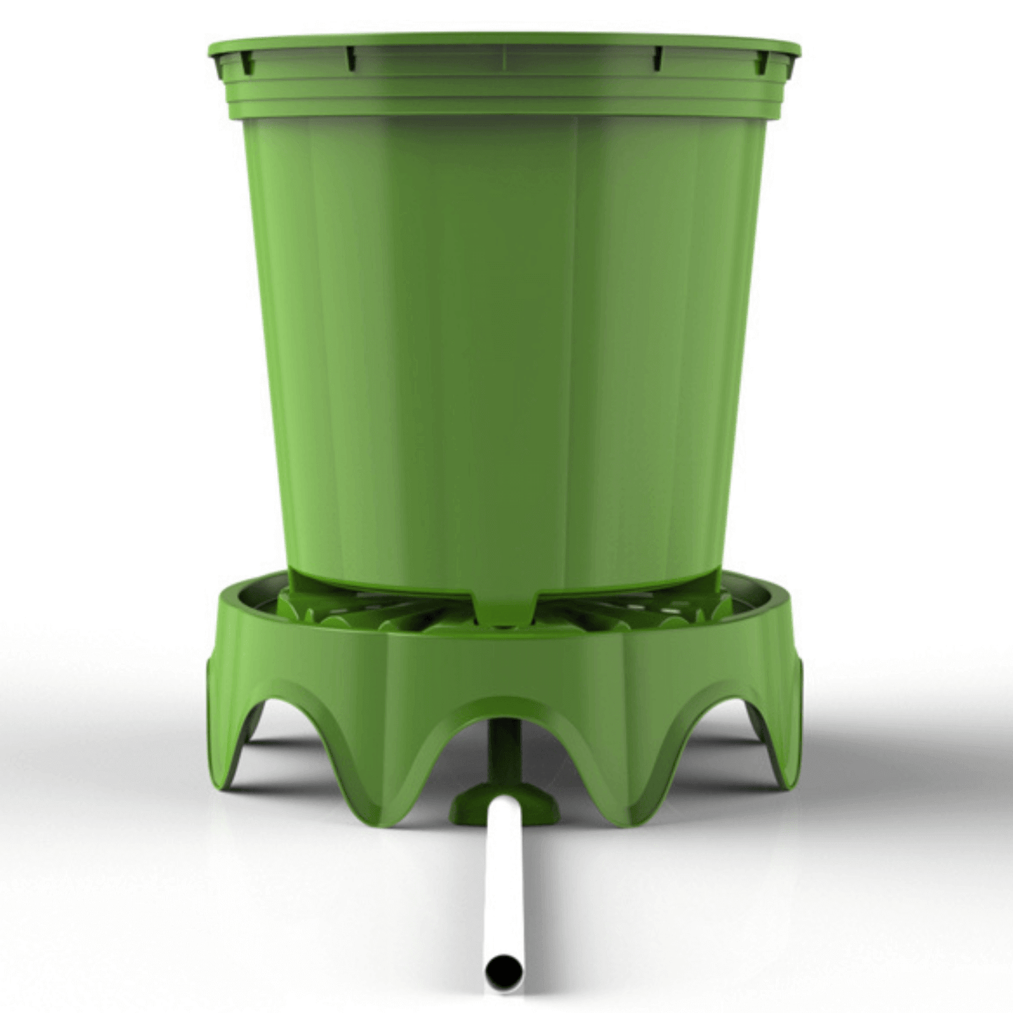 FloraFlex PotPro Platform with Fitting Tee in use, showcasing durable green design for efficient plant growth and watering systems.