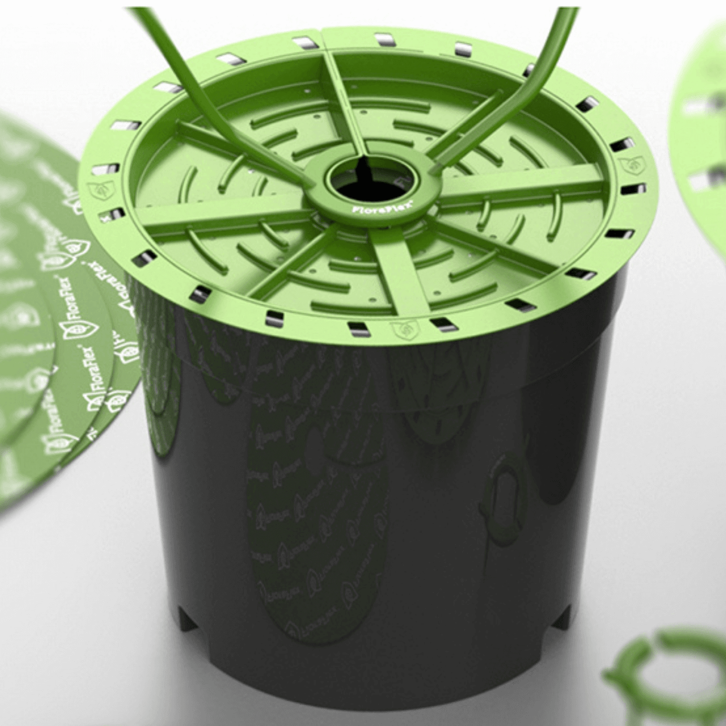 FloraFlex 9" to 10.5" Matrix irrigation system in vibrant green and black, 12-pack for efficient grow tent watering.