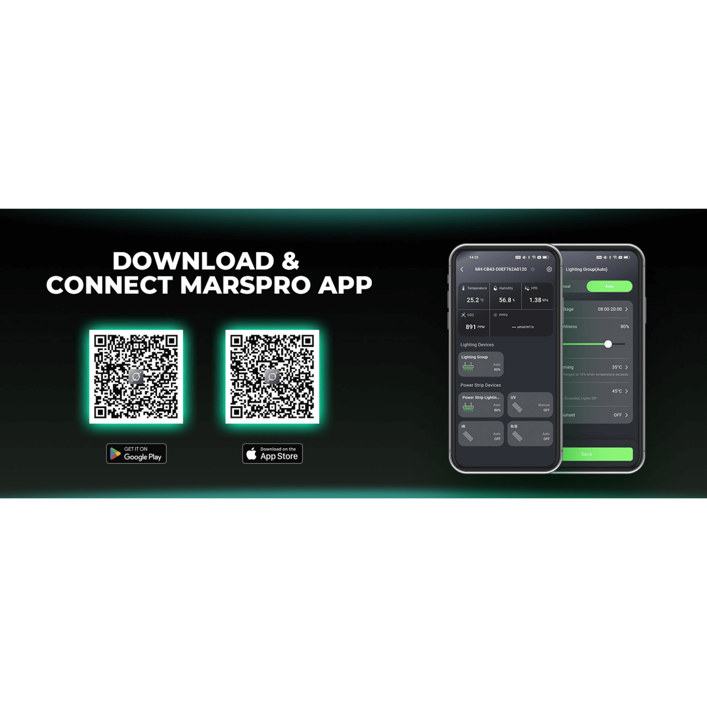 Download and connect the MarsPro app with QR codes and smartphone interface for smart controller setup.
