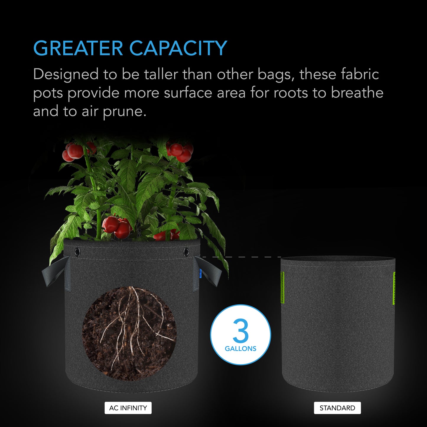 AC Infinity Heavy Duty Fabric Pots 3 Gallon 5-Pack product image 3