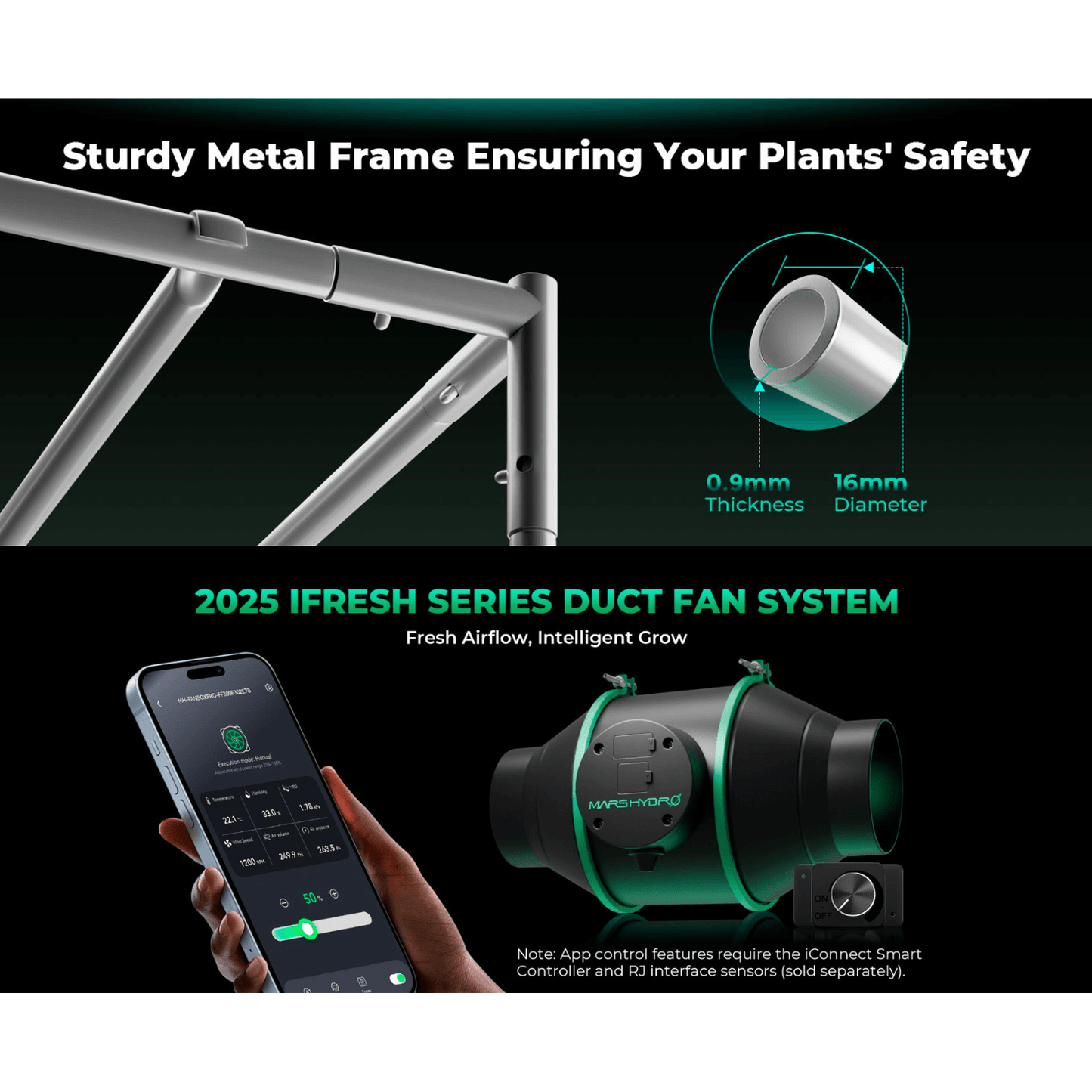 Mars Hydro FC-E3000 LED Grow Light + 3' x 3' Grow Tent + Inline Fan Combo with Speed Controller