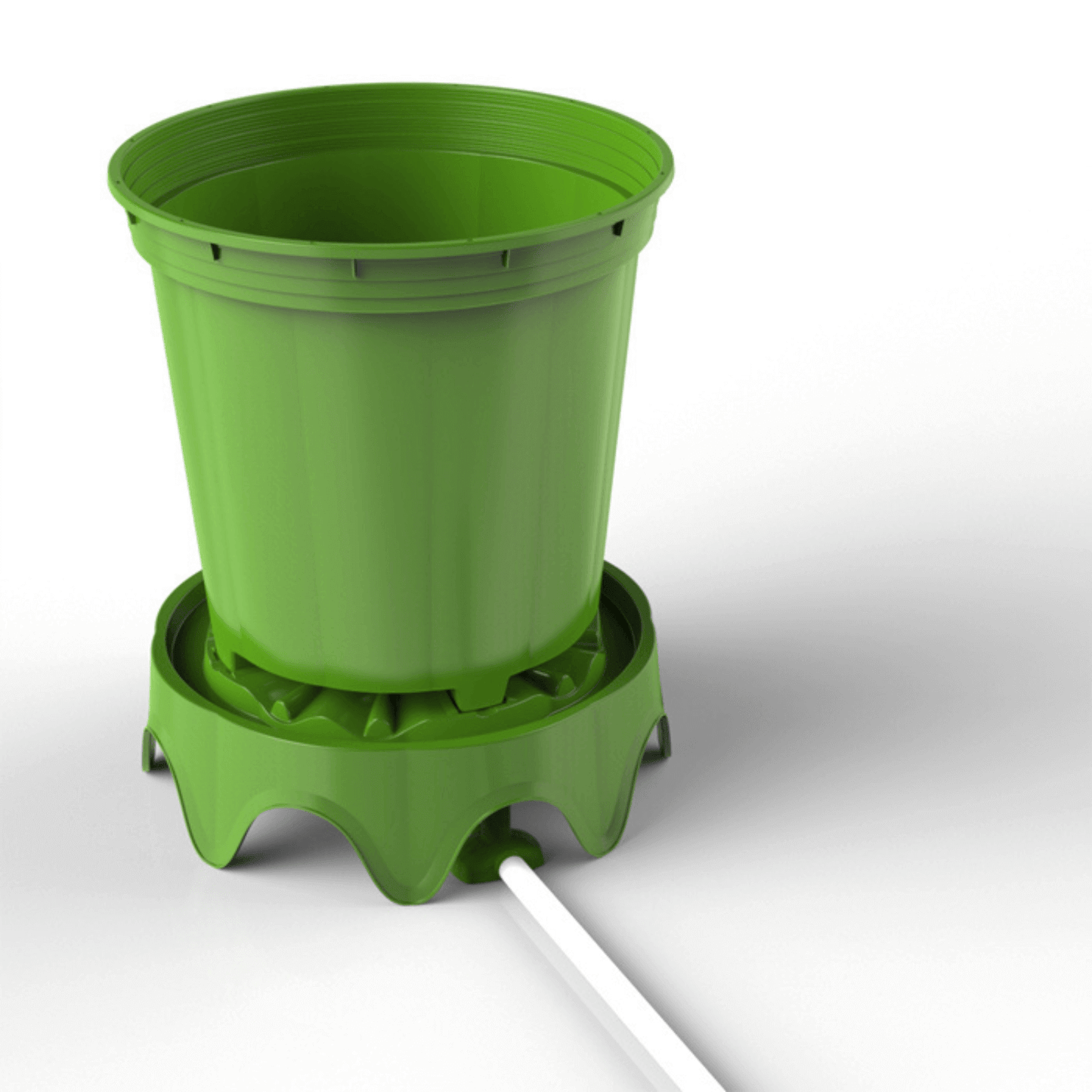 FloraFlex PotPro Platform Fitting Elbow with green pot and platform.