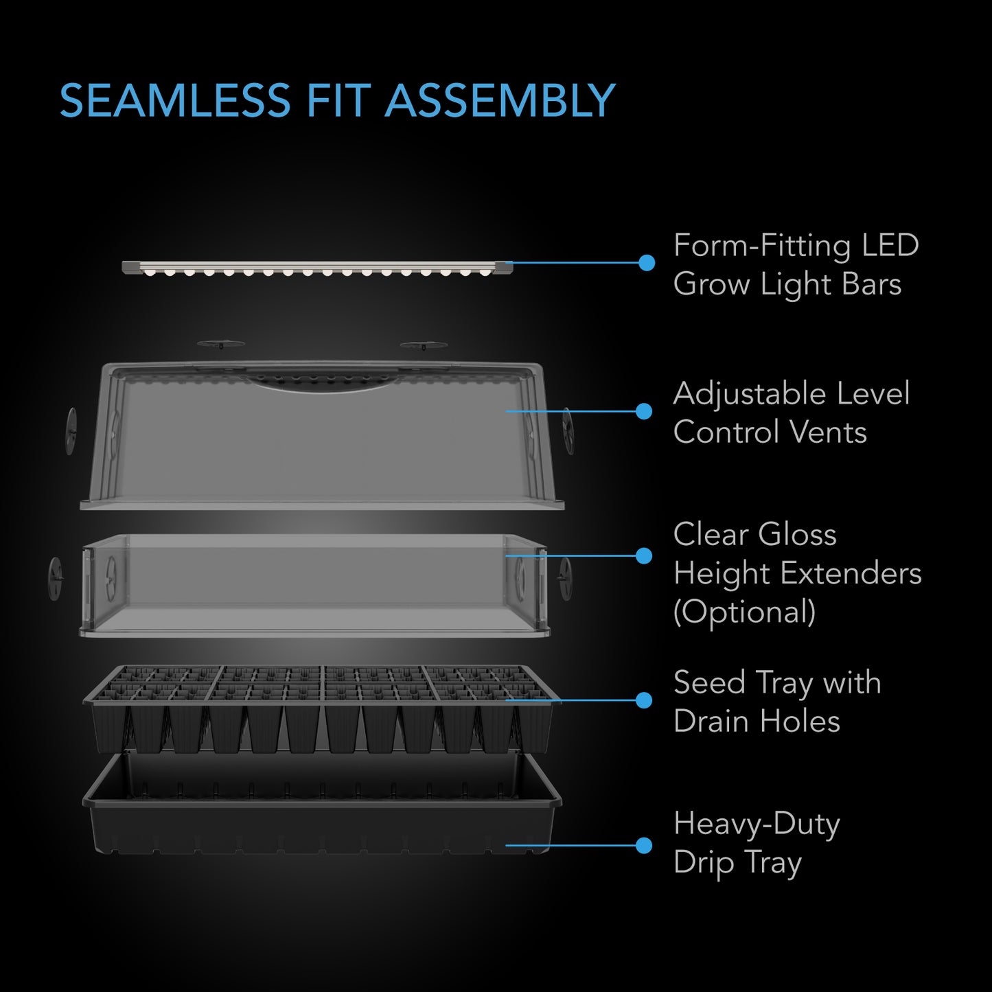 AC Infinity Humidity Dome Germination Kit w/ LED Grow Light Bars 6x12 product image 4