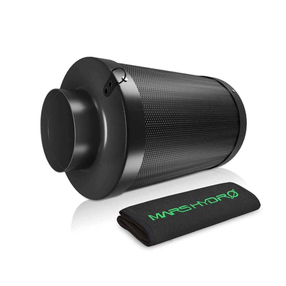 Mars Hydro 4" inline air carbon filter with attached user-friendly heat preservation pad.
