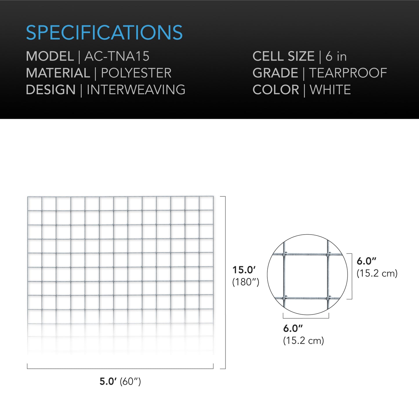 AC Infinity Polyester Plant Trellis Netting 5x15' product image 4