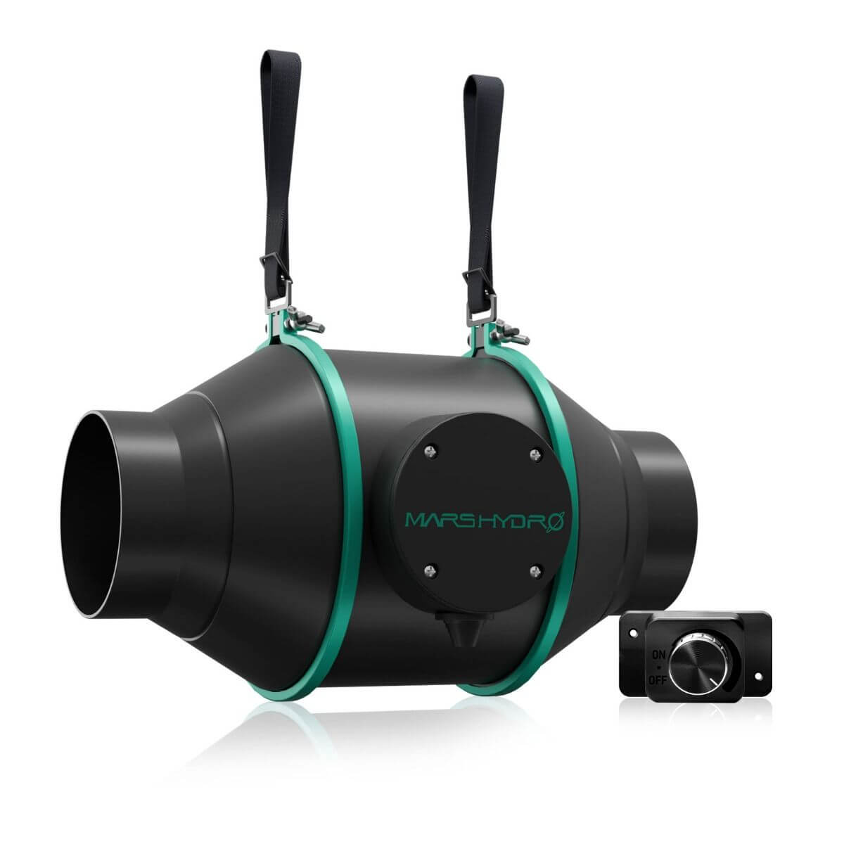Mars Hydro 4" inline duct fan with speed controller for efficient ventilation and low noise operation.