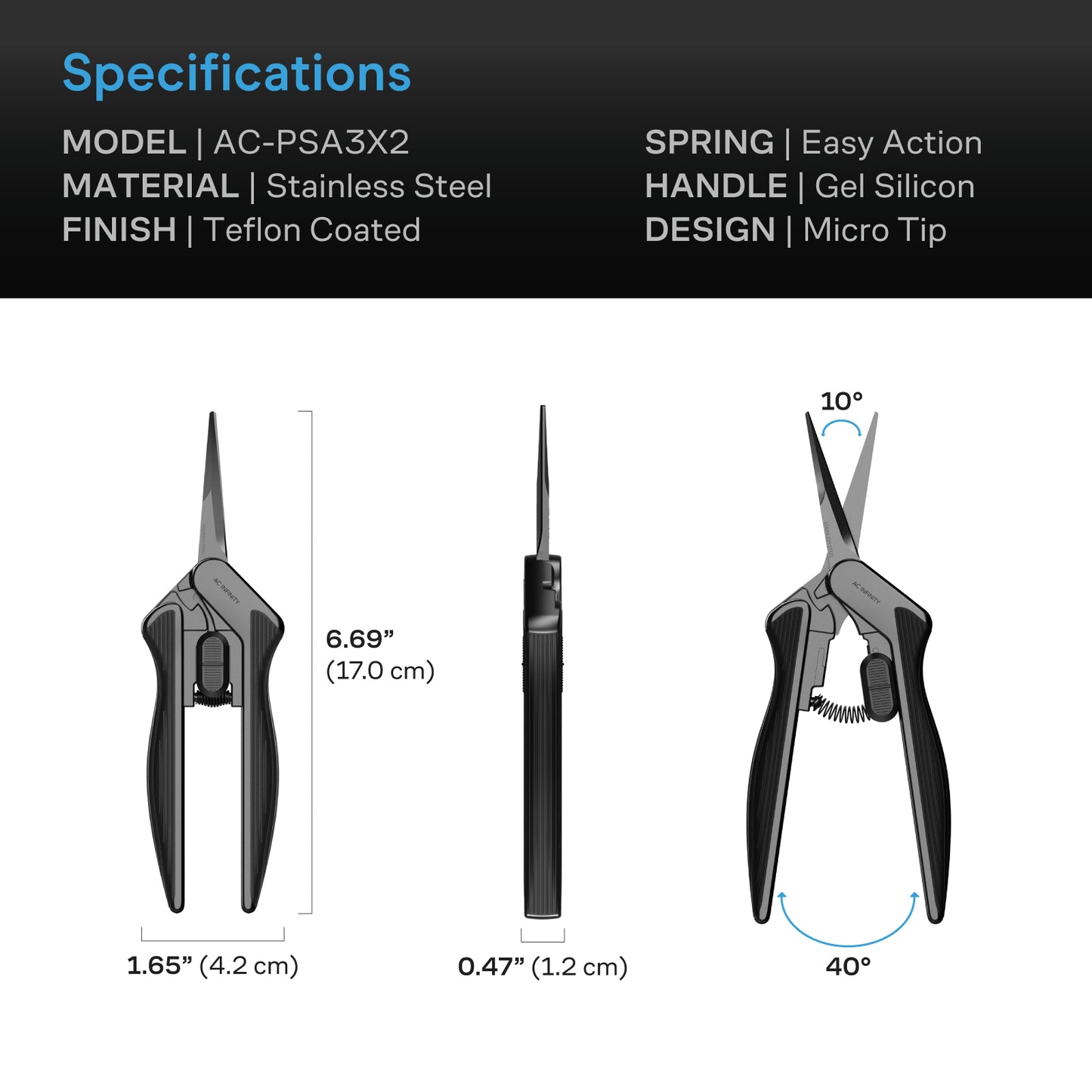 AC Infinity Stainless Steel Pruning Shear Ergonomic Lightweight 6.6" product image 5