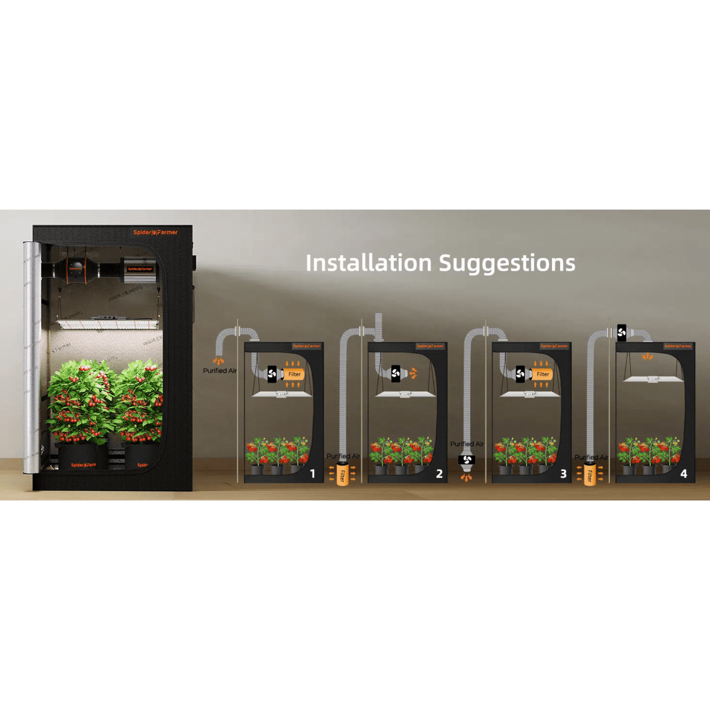 Installation suggestions for Spider Farmer Ventilation Kit with steps for effective setup.
