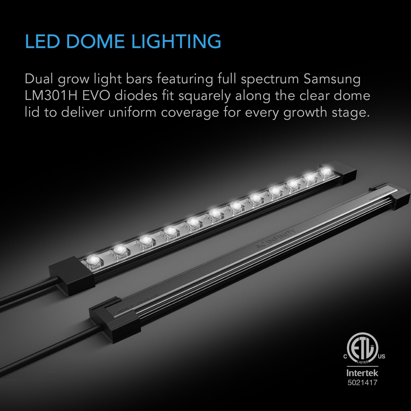 AC Infinity Humidity Dome Germination Kit w/ LED Grow Light Bars 6x12 product image 5