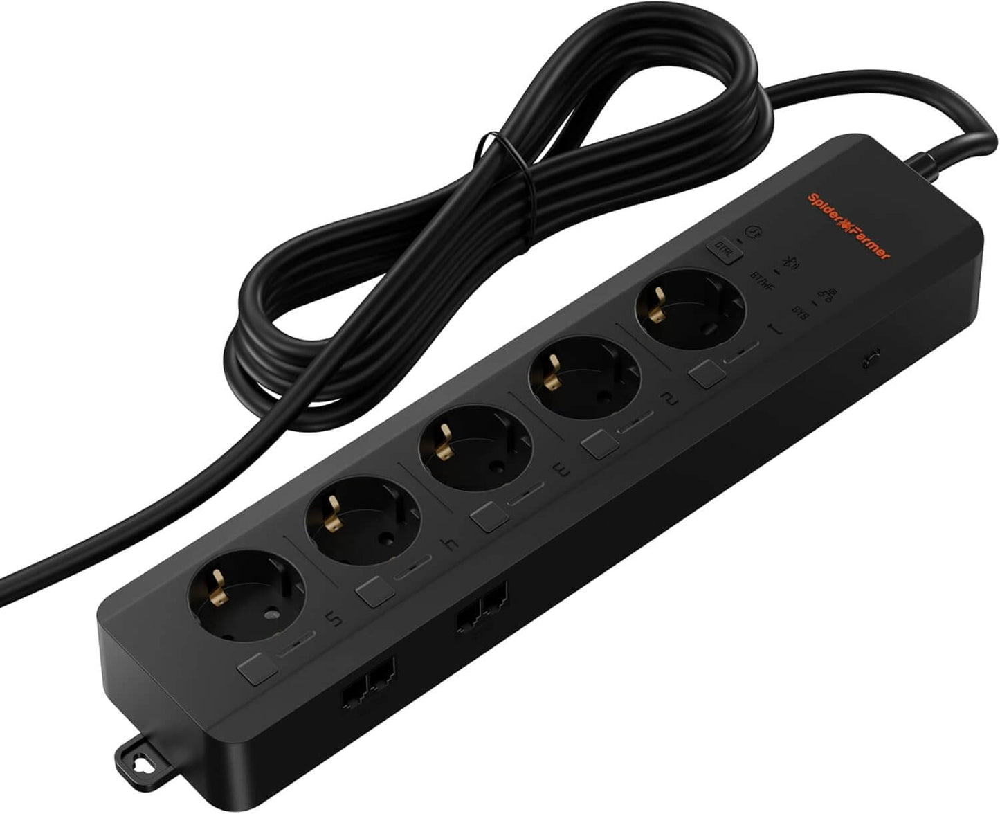 Spider Farmer GGS AC5 Power Strip with 5 outlets, ideal for efficient indoor gardening and plant care.