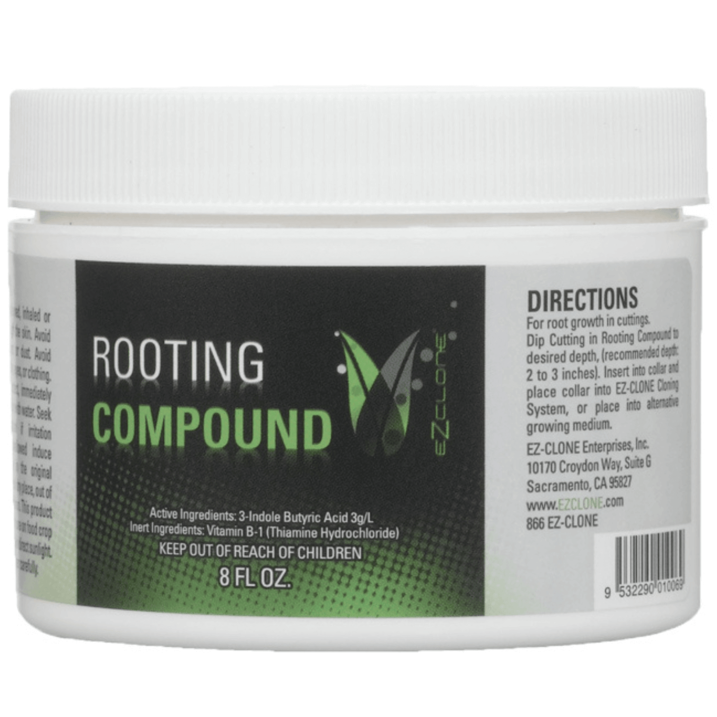 EZ-Clone Rooting Compound 8oz, promotes root growth in cuttings, contains vital elements for healthy roots, innovative gel formula.